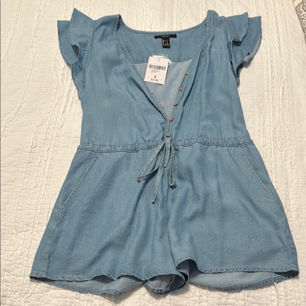 Forever 21 Light Blue Denim Romper